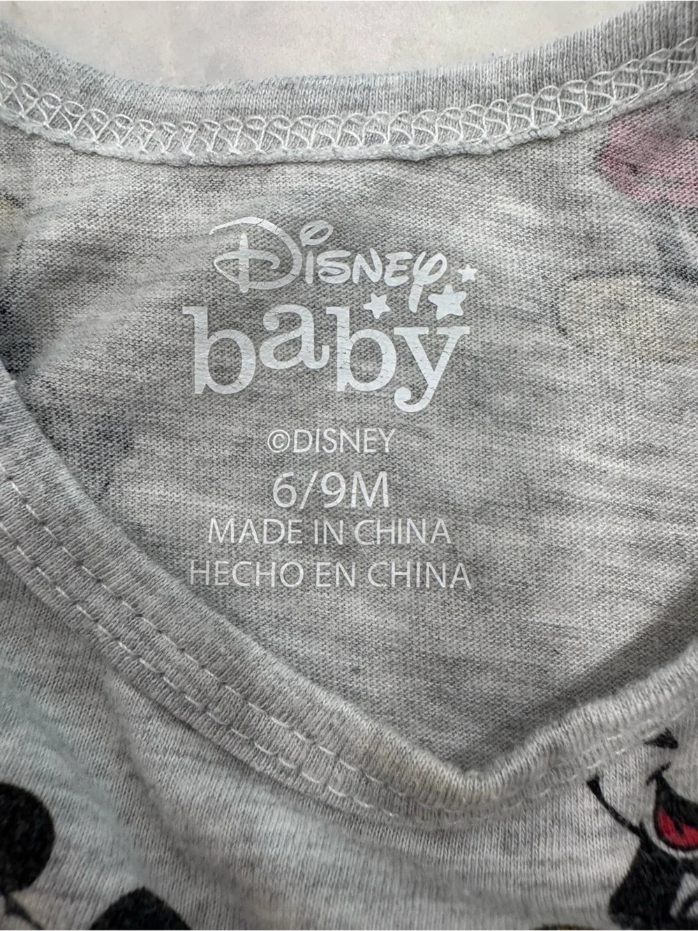 Disney Grey Mickey Mouse Printed Romper with Red and Yellow Accents